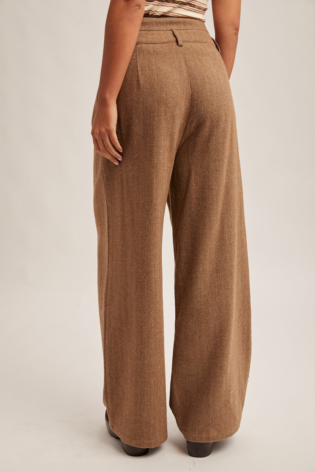 High Waist Pintuck Wide Leg Pants