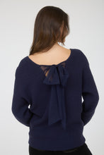 Load image into Gallery viewer, NAVY BOW TIE V-NECK SWEATER
