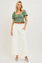 Load image into Gallery viewer, HIGH RISE ANKLE WIDE PANTS CREAM
