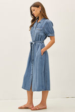 Load image into Gallery viewer, PUFF SLEEVE DENIM DRESS
