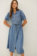 Load image into Gallery viewer, PUFF SLEEVE DENIM DRESS
