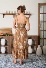 Load image into Gallery viewer, FLORAL FRONT TIE RUFFLE MIDI DRESS
