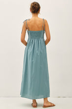 Load image into Gallery viewer, COTTON PINTUCK TIE STRAP MAXI DRESS
