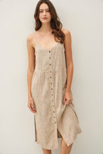 Load image into Gallery viewer, STRIPED LINEN BLEND BUTTON UP DRESS
