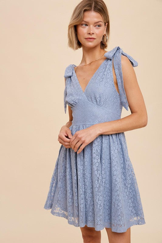 lacey mini dress LACEY SHOULDER TIE MINI DRESS – The Hive Style House