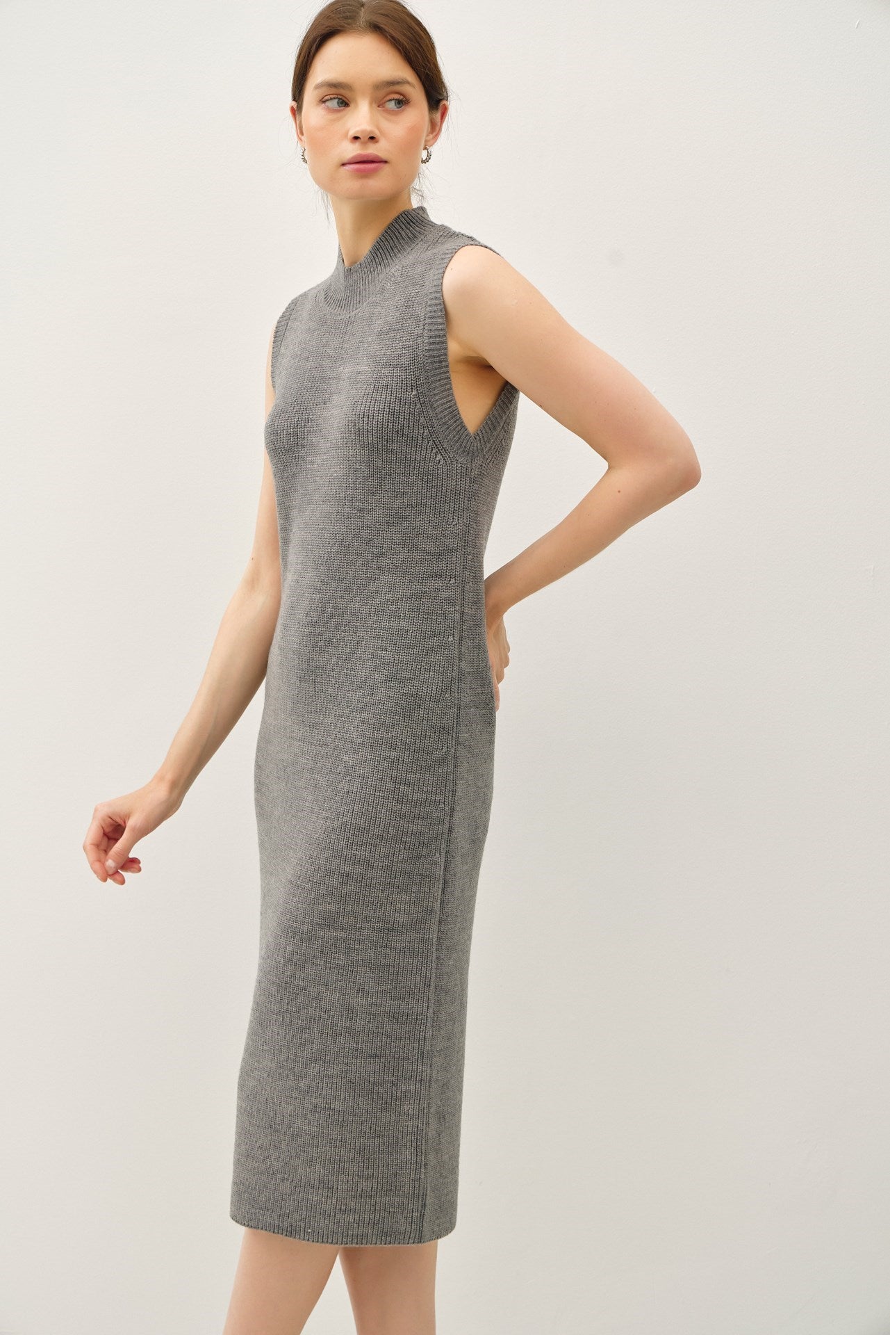 grey mock neck sweater dress RD Style Grey Sweater Dress - Mock Neck Dress - Mini Dress