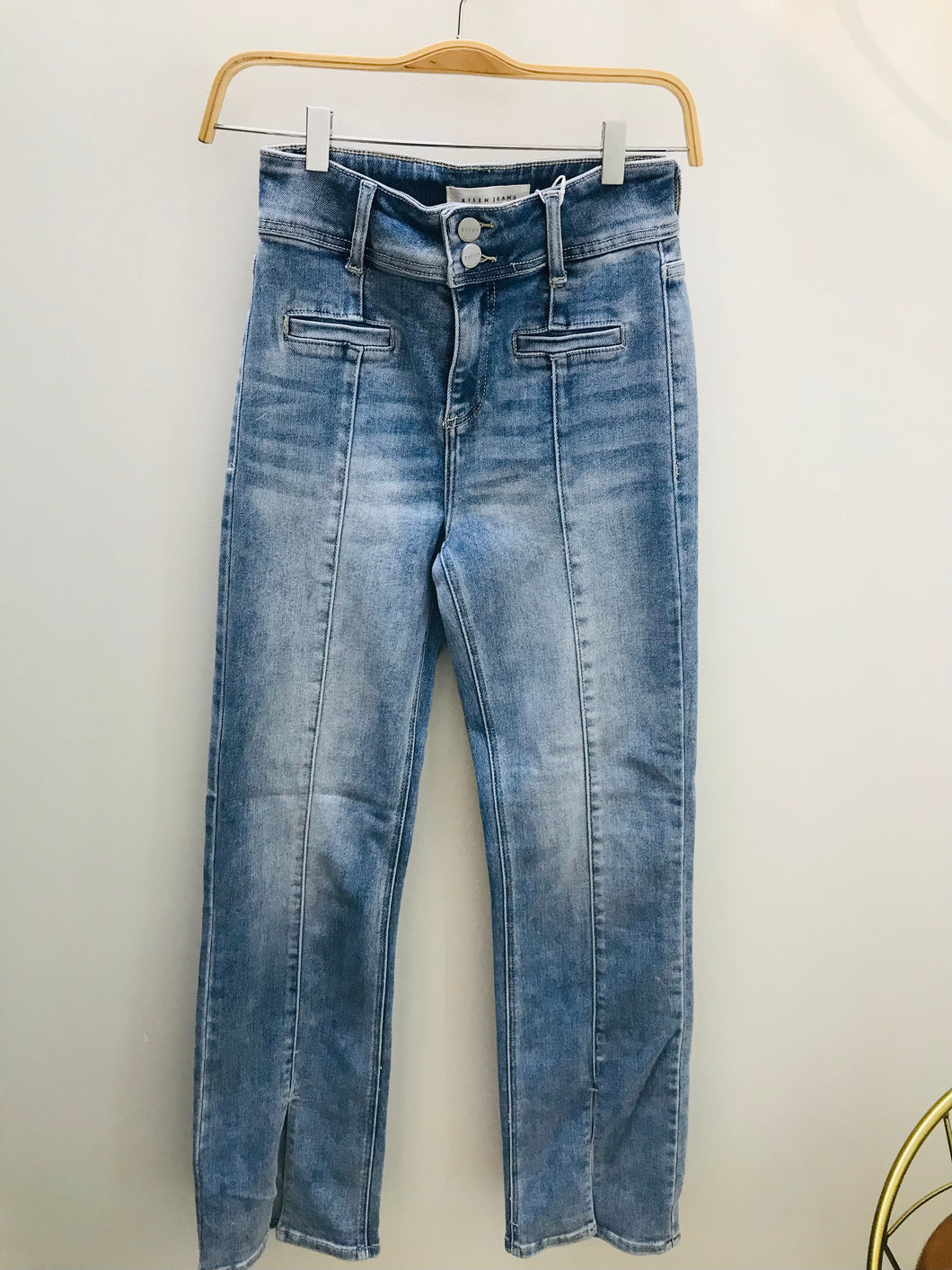ANKLE FRONT OPEN SLIT JEANS