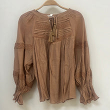 Load image into Gallery viewer, MOCHA LACE PEASANT TOP
