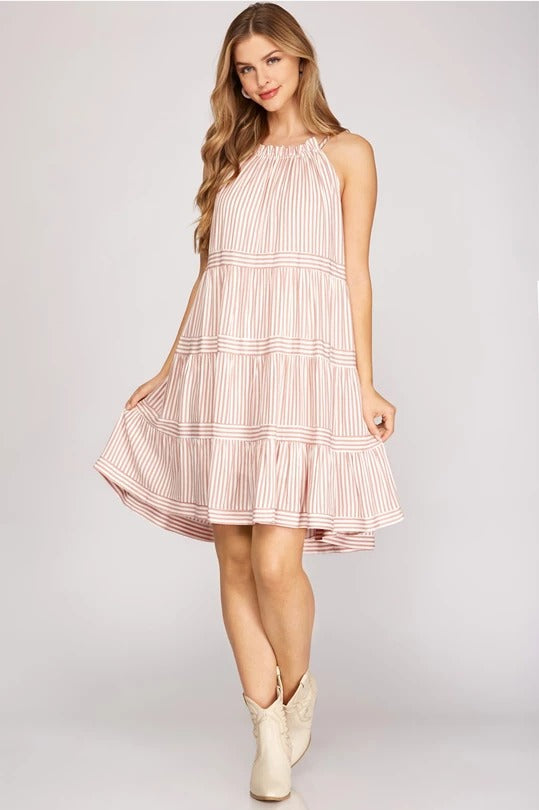 STRIPED ALINE DRESS
