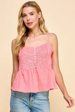 Load image into Gallery viewer, EMBROIDERED BABYDOLL TANK
