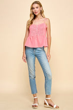Load image into Gallery viewer, EMBROIDERED BABYDOLL TANK
