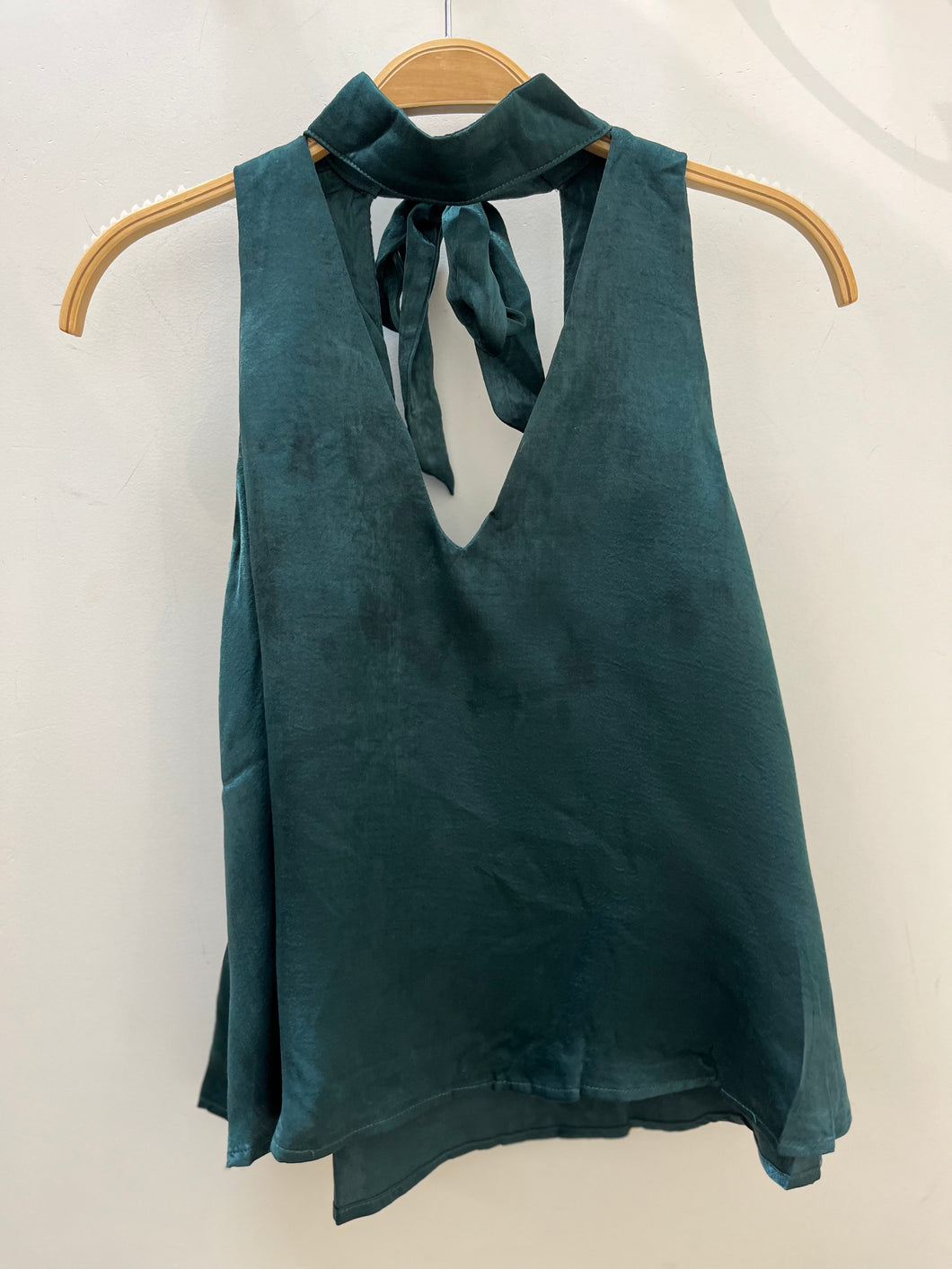 GREEN SATIN HALTER TANK