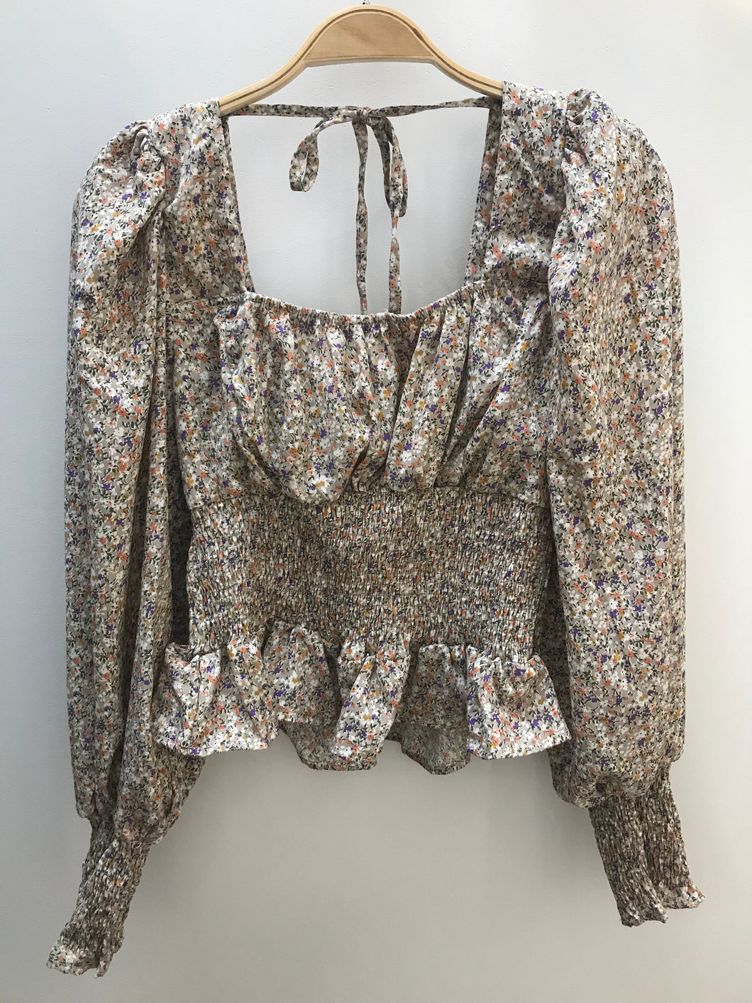 PUFF LONG SLEEVE TOP W/ BACK TIE