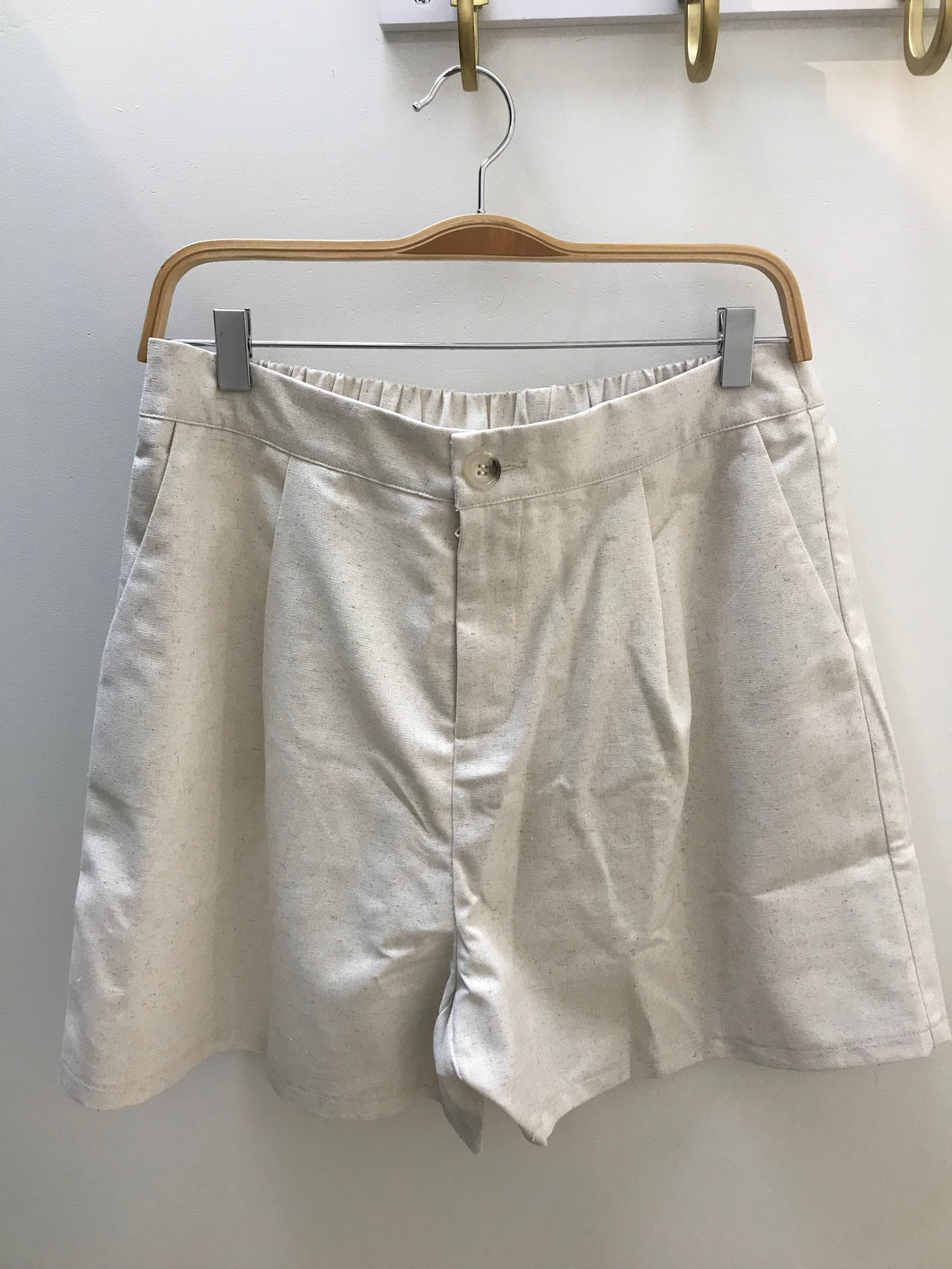 TAUPE ELASTIC WAIST SHORTS