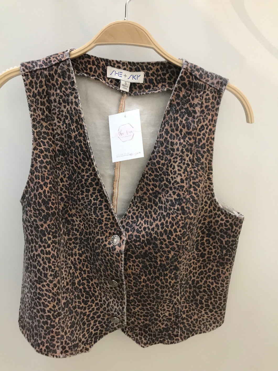 BROWN LEOPARD TWILL VEST