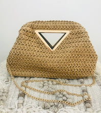 Load image into Gallery viewer, WOVEN PURSE W/ GOLD TRIANGLE HANDLE
