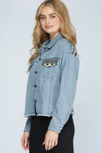 Load image into Gallery viewer, JAQUARD CONTRAST DENIM JACKET
