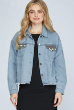 Load image into Gallery viewer, JAQUARD CONTRAST DENIM JACKET
