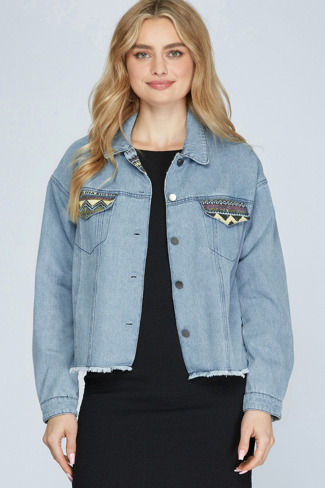 JAQUARD CONTRAST DENIM JACKET