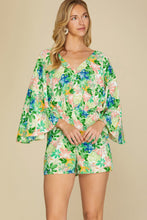 Load image into Gallery viewer, KIMONO SLEEVE FLORAL ROMPER
