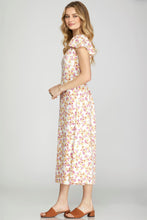 Load image into Gallery viewer, FLORAL PRINT FLUTTER SLV DRESS
