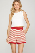 Load image into Gallery viewer, RED STRIPE KNIT SHORTS
