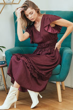 Load image into Gallery viewer, BURGUNDY SATIN DRESS
