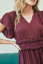 Load image into Gallery viewer, BURGUNDY SATIN DRESS
