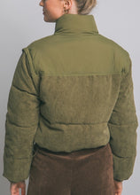 Load image into Gallery viewer, OLIVE GREEN CORDUROY PUFFER JACKET
