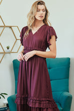 Load image into Gallery viewer, BURGUNDY SATIN DRESS
