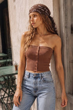 Load image into Gallery viewer, SOFT RIBBED BUTTON FRONT TUBE TOP

