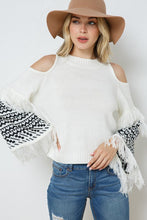 Load image into Gallery viewer, COLD SHOULDER AZTEC SWEATER
