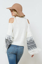 Load image into Gallery viewer, COLD SHOULDER AZTEC SWEATER
