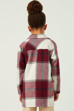 Load image into Gallery viewer, GIRLS BURGUNDY PLAID SHACKET
