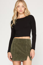Load image into Gallery viewer, CORDUROY SKIRT WITH FRONT SIDE SLIT
