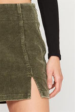 Load image into Gallery viewer, CORDUROY SKIRT WITH FRONT SIDE SLIT
