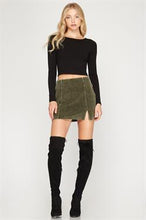 Load image into Gallery viewer, CORDUROY SKIRT WITH FRONT SIDE SLIT
