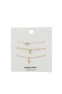 3 LAYERED STAR MOON LIGHTNING BRACELET