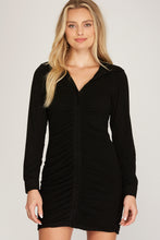 Load image into Gallery viewer, L/S BUTTON DOWN BLK DRESS
