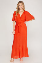 Load image into Gallery viewer, BURNT ORANGE PLEATED DRESS

